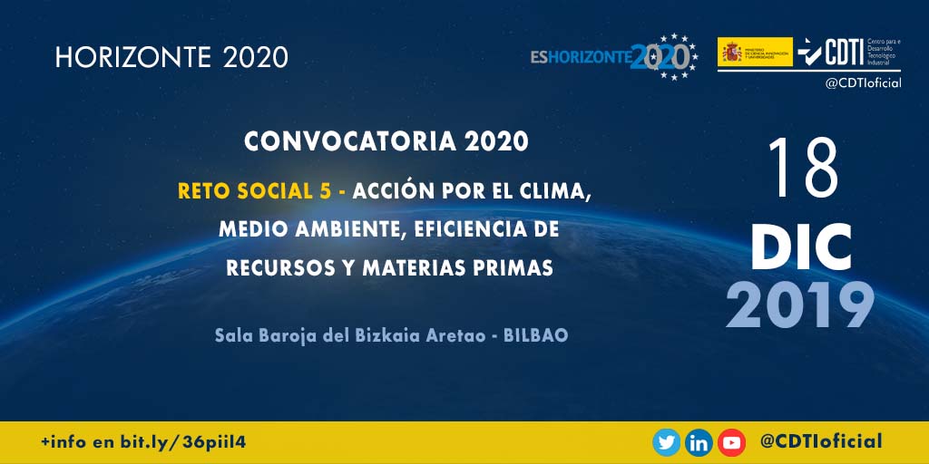 HORIZONTE 2020 | @CDTIoficial presenta las convocatorias #H2020 para el próximo año del #RetoSocial5 en #Bilbao