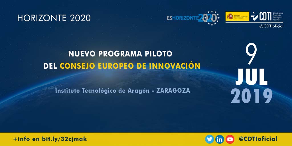 HORIZONTE 2020 | @CDTIoficial participa en la jornada para la presentación del nuevo Consejo Europeo de Innovación y sus instrumentos Pathfinder y Accelerator en #Zaragoza