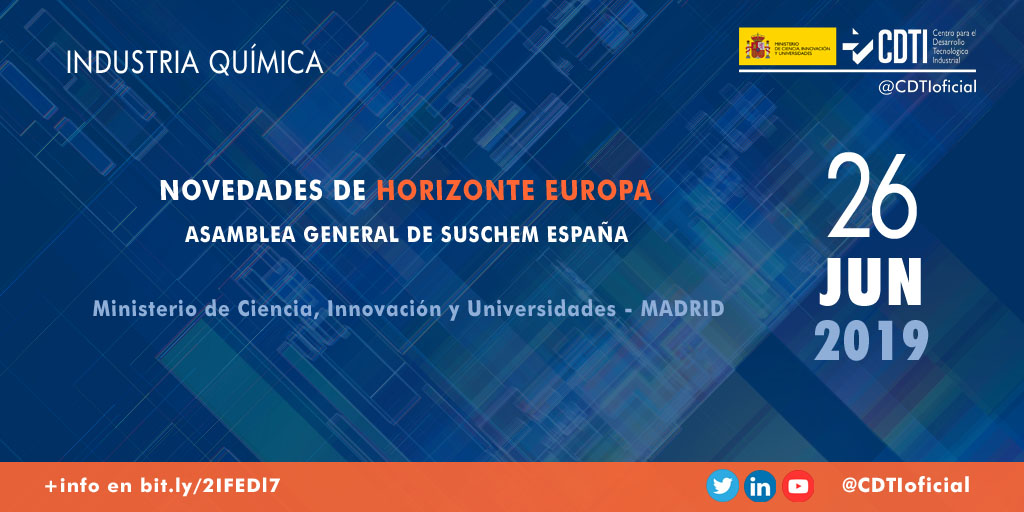 INDUSTRIA QUÍMICA | @CDTIoficial presenta las novedades de #HorizonteEuropa en la Asamblea General de @SusChemSpain