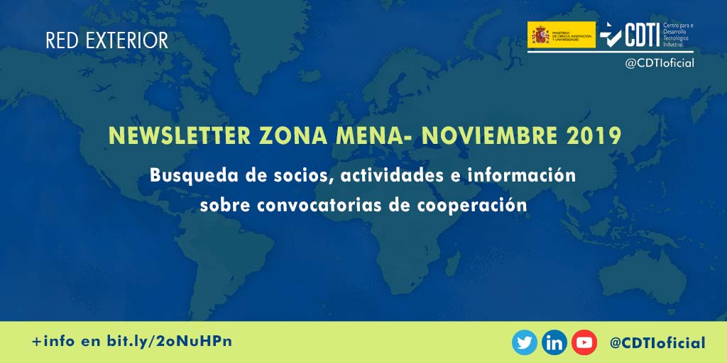 RED EXTERIOR | @CDTIoficial publica la nueva newsletter de noviembre con noticias sobre #innovación y #tecnología en el Norte de África y Oriente Medio