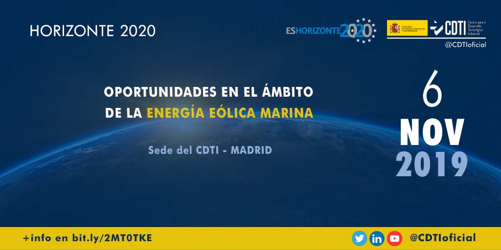 HORIZONTE 2020 | @CDTIoficial acoge una jornada sobre la energía eólica y su potencial en el desarrollo tecnológico español