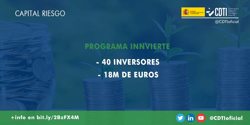 CAPITAL RIESGO | El programa Innvierte de @CDTIoficial confirma la primera homologación de 40 inversores y compromete 18 millones de euros