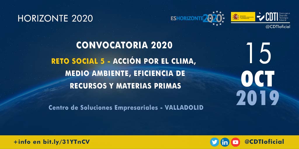 HORIZONTE 2020 | @CDTIoficial presenta en Valladolid la nueva convocatoria 2020 de Acción por el Clima