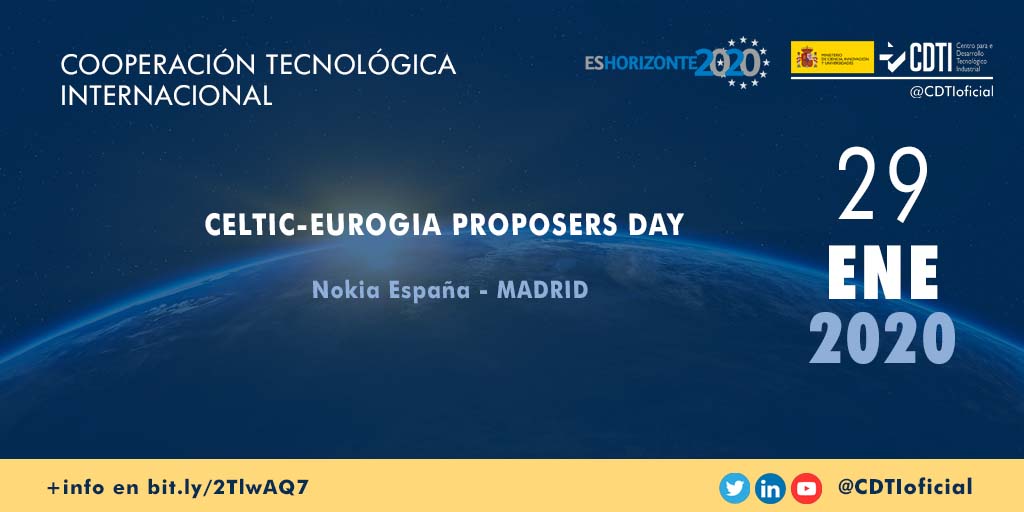 COOPERACIÓN TECNOLÓGICA INTERNACIONAL | @CDTIoficial participa en el próximo evento CELTIC-EUROGIA Proposers Day que se celebra en #Madrid