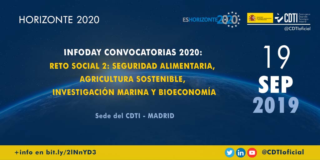 HORIZONTE 2020 | @CDTIoficial presenta las convocatorias para 2020 del Reto Social 2 en #Madrid