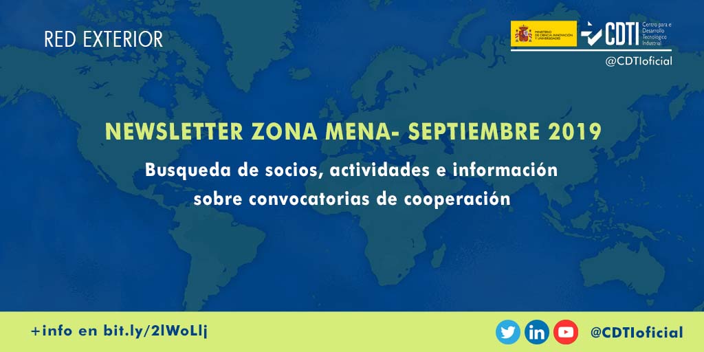 RED EXTERIOR | Disponible la nueva newsletter de septiembre de @CDTIoficial con noticias sobre #innovación y #tecnología en Norte de África y Oriente Medio