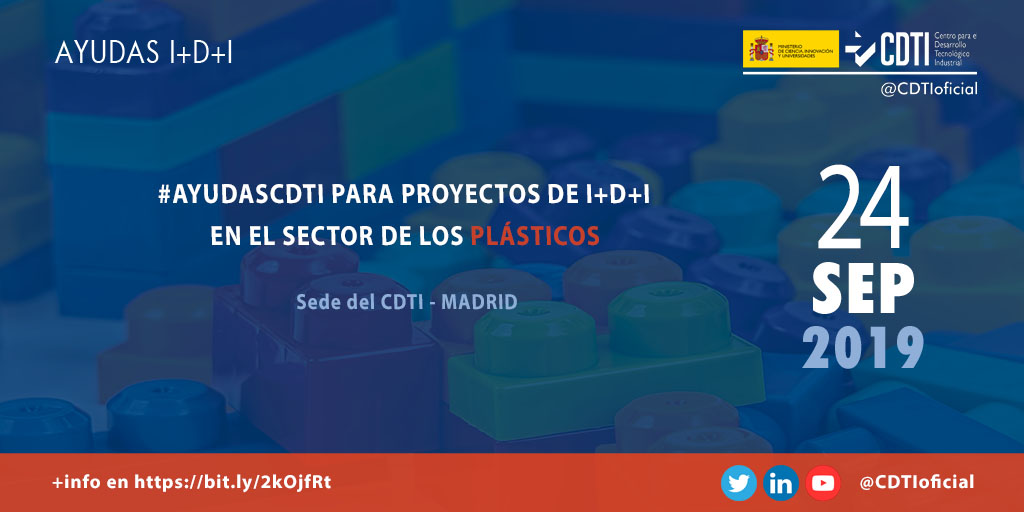 AYUDAS I+D+I | @CDTIoficial presenta en #Madrid las ayudas a la #innovación en el sector de los #plásticos para una economía circular