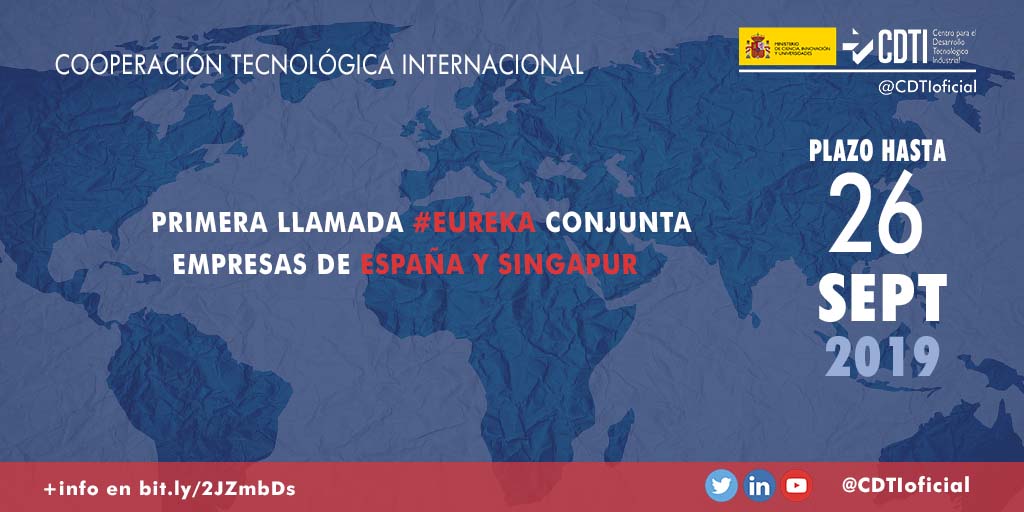 COOPERACIÓN TECNOLÓGICA INTERNACIONAL | @CDTIoficial anuncia la primera Llamada EUREKA entre empresas de España y Singapur