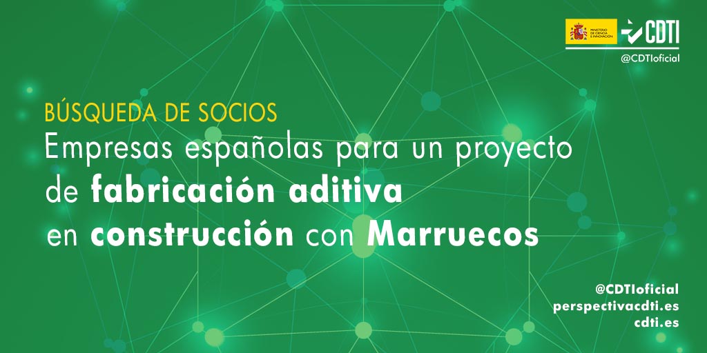 Búsqueda de socios españoles por colaborar en un proyecto de I+D de fabricación aditiva en construcción con un consorcio público-privado marroquí