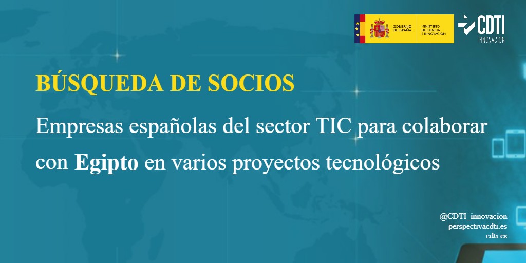 Búsqueda de empresas españolas del sector TIC para colaborar con una empresa egipcia en varios proyectos tecnológicos