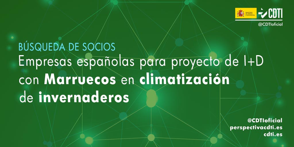 Búsqueda de empresa española para proyecto de I+D hispano-marroquí para mejora de sistemas de desalinización y climatización en invernaderos