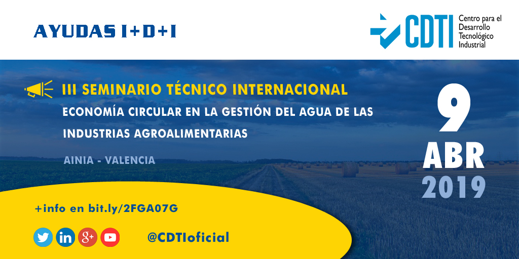 AYUDAS I+D+I | @CDTIoficial presenta en #Valencia sus líneas de ayuda para proyectos de I+D+i en la gestión del agua