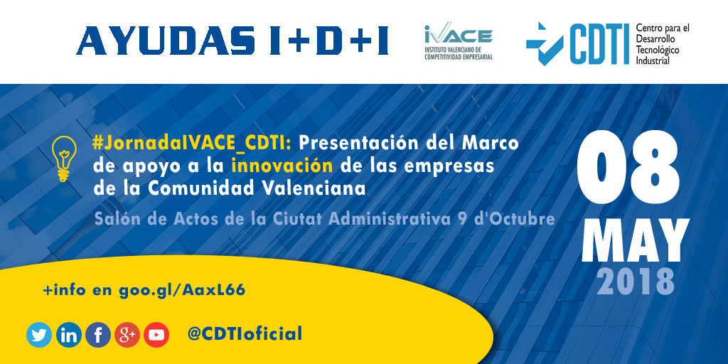 AYUDAS I+D+I | #JornadaIVACE_CDTI sobre el Marco de Apoyo a la #innovación de @CDTIoficial @GVAivace a las #empresas valencianas