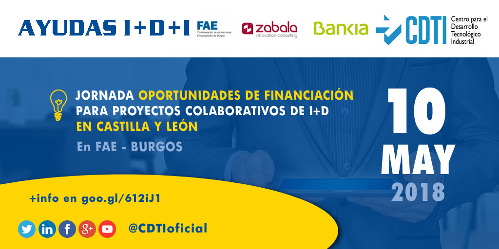 AYUDAS I+D+I | Jornada sobre #financiación para proyectos colaborativos de I+D en Castilla y León con @CDTIoficial #InnovaCYL18