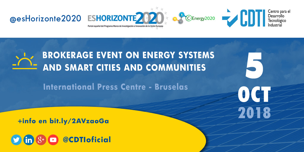 HORIZONTE 2020 | RETO SOCIAL 3 #H2020: Brokerage Event on Energy Systems and Smart Cities & Communities