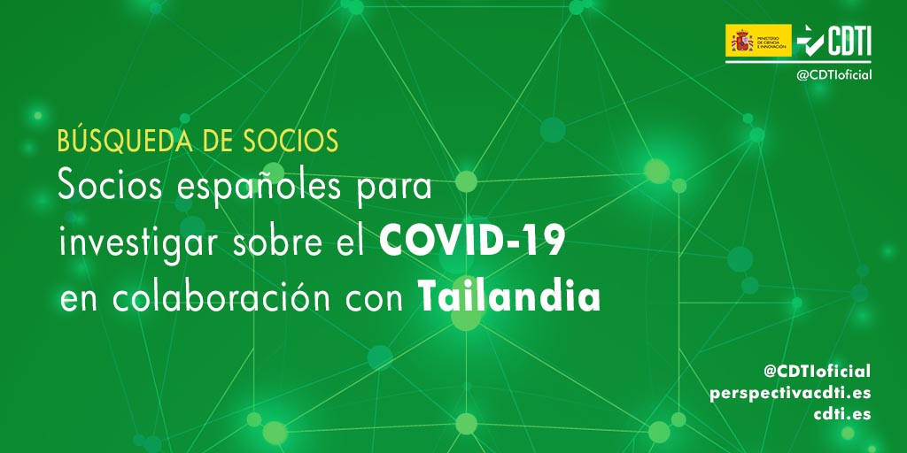 Búsquedas de socios españoles para el desarrollo de proyectos de investigación relacionados con el COVID-19 con Tailandia