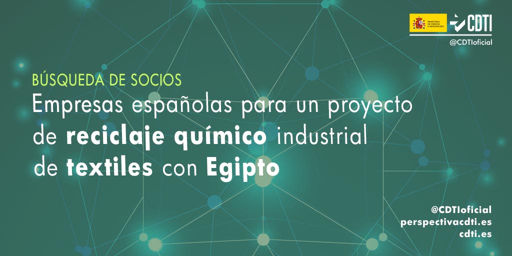 Búsqueda de socios españoles para unirse a consorcio hispano-egipcio en un proyecto de I+D de reciclaje químico en la industria textil