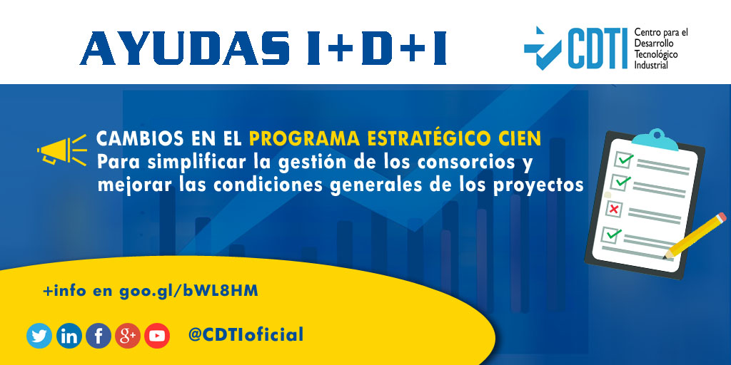 AYUDAS I+D+I | Cambios en el Programa Estratégico #CIEN2018 de @CDTIoficial