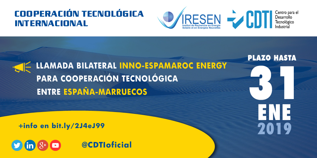 COOPERACIÓN TECNOLÓGICA INTERNACIONAL | Llamada Bilateral INMARESP España-Marruecos para la Financiación de Proyectos Empresariales de I+D