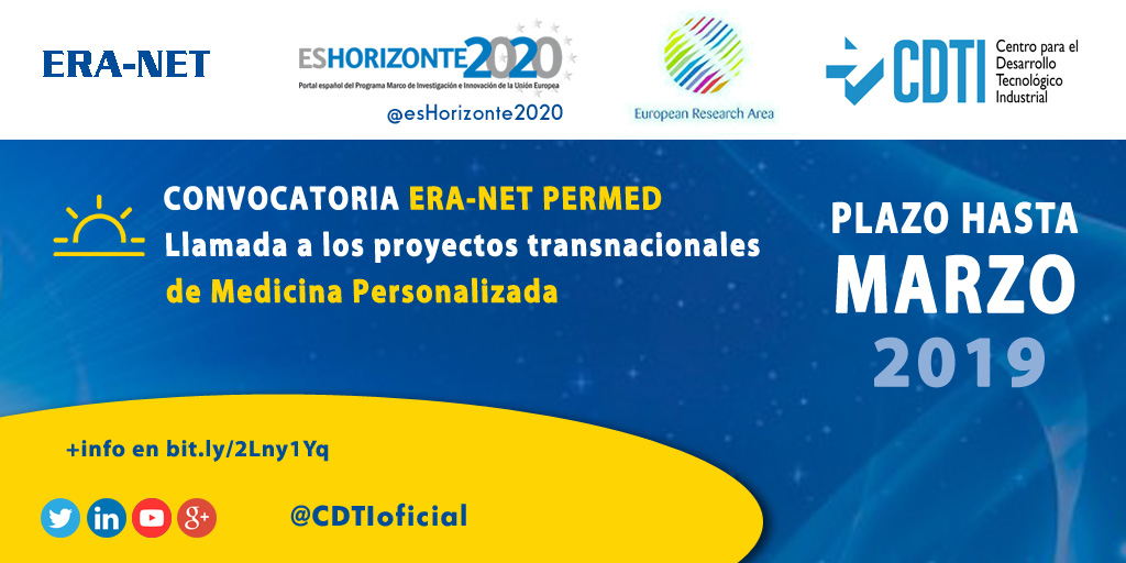 MEDICINA PERSONALIZADA | @CDTIoficial participa en la próxima convocatoria de la ERA-NET PerMed de #Horizonte2020