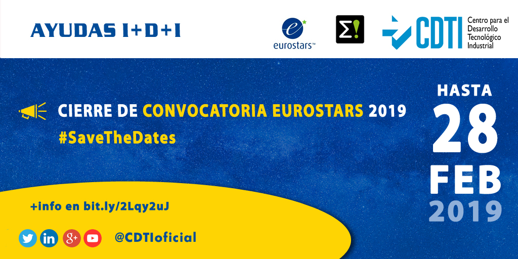 AYUDAS I+D+I | Cierre de la CoD11 de #EUROSTARS para #PYMES intensivas en I+D