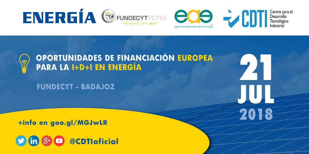 ENERGÍA | Jornada de Oportunidades de Financiación Europea en I+D+I para el Sector Energético en Badajoz