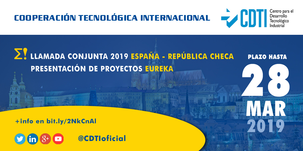 COOPERACIÓN TECNOLÓGICA INTERNACIONAL | @CDTIoficial publica la segunda Llamada entre España y República Checa dentro del Programa #EUREKA