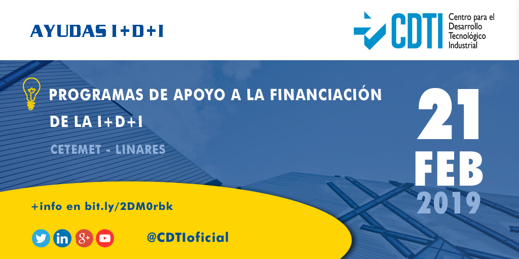 AYUDAS I+D+I | @CDTIoficial presentará el Programa Cervera en #Jaén