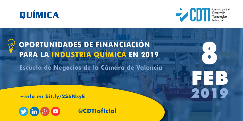 QUÍMICA | @CDTIoficial presenta las ayudas financieras que concede a las empresas químicas innovadoras en #Valencia