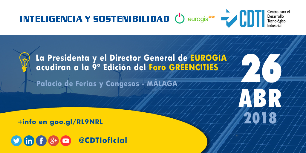 INTELIGENCIA Y SOSTENIBILIDAD | La Presidenta y el DG del Cluster EUREKA @EUROGIA visitarán España con motivo de la celebración del @forogreencities