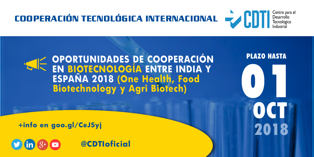 COOPERACIÓN TECNOLÓGICA INTERNACIONAL | Oportunidades de cooperación en Biotecnología entre India y España en 2018