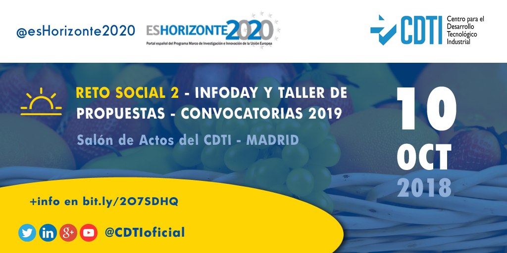 HORIZONTE 2020 | Jornada de presentación de Convocatorias  y Propuestas #H2020 #RetoSocial2