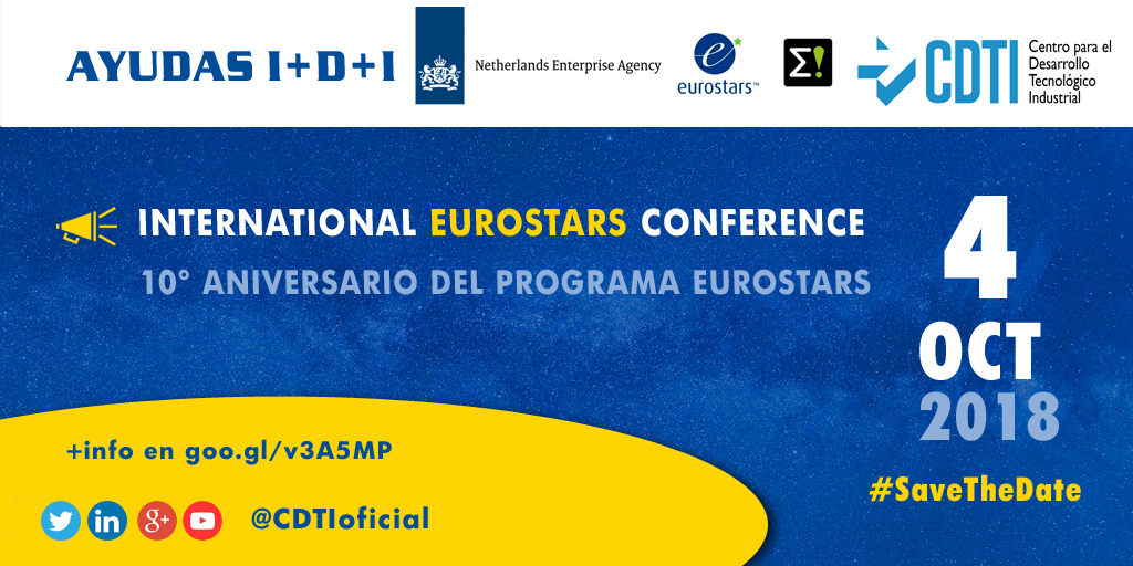 AYUDAS I+D+I | Conferencia Internacional #EUROSTARS con @EUREKA_NETWORK @EurostarsEureka @NLEnterprise