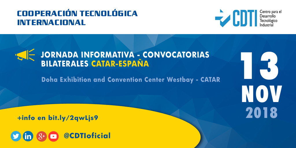 COOPERACIÓN TECNOLÓGICA INTERNACIONAL | @CDTIoficial participa en una jornada sobre proyectos de #CooperaciónTecnológica con entidades de #Catar