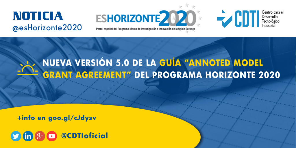 HORIZONTE 2020 | Nueva Actualización de la Guía AGA del programa @EU_H2020 de la @EU_Comission