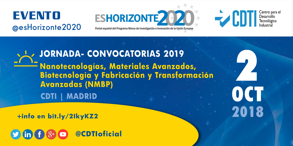 HORIZONTE 2020 | Jornada de presentación de Convocatorias 2019 #NMBP