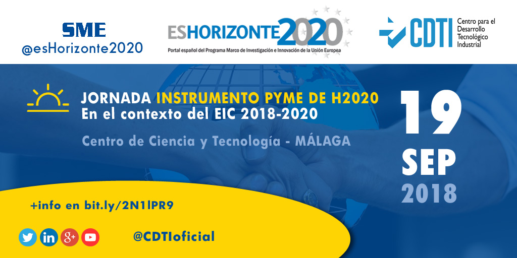 HORIZONTE 2020 | Jornada informativa sobre el #InstrumentoPYME @EsHorizonte2020 de @CDTIoficial