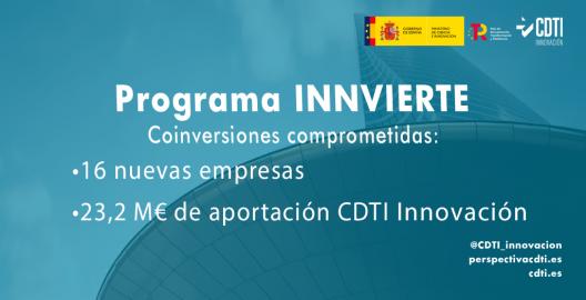 El CDTI Innovación, a través de Innvierte, aprueba nuevas coinversiones por 23,2 millones de euros