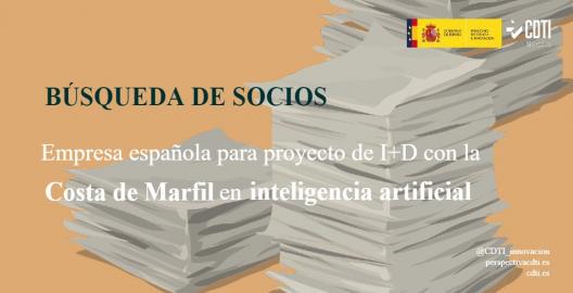 El CDTI Innovación difunde una nueva búsqueda de una empresa española para colaborar con la Costa de Marfil en un proyecto sobre inteligencia artificial