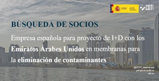 El CDTI Innovación busca una empresa española para colaborar con los Emiratos Árabes Unidos en el desarrollo de membranas para la eliminación de contaminantes